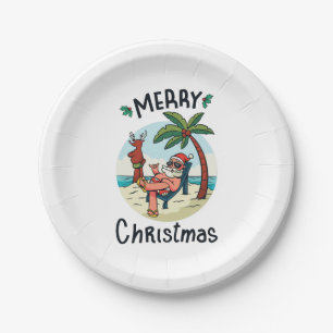 Assiettes En Carton Noël en juillet Carré Sticker Carte postale