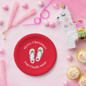 Assiettes En Carton Noël en juillet drôle de sandales de plage en feui (Fête)