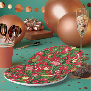 Assiettes En Carton Noël en juillet Motif tropical