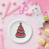 Assiettes En Carton Noël en juillet Pastèque Arbre de Noël (Fête)