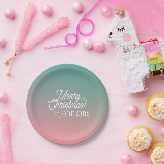 Assiettes En Carton Noël en juillet Pink Green Ombre Party (Fête)