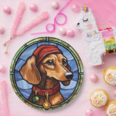 Assiettes En Carton Noël en verre teint Dachshund (Fête)