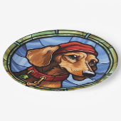 Assiettes En Carton Noël en verre teint Dachshund (Angle)