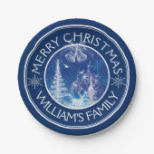 Assiettes En Carton Noël enchanté bleu et blanc (Devant)