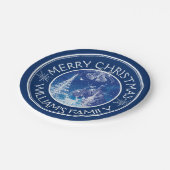 Assiettes En Carton Noël enchanté bleu et blanc (Angle)