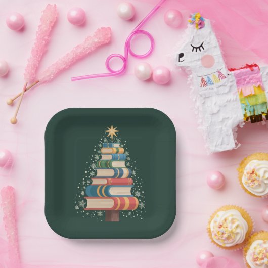 Assiettes En Carton Noël Enseignant Livres Arbre Noël Fête de lecture (Fête)