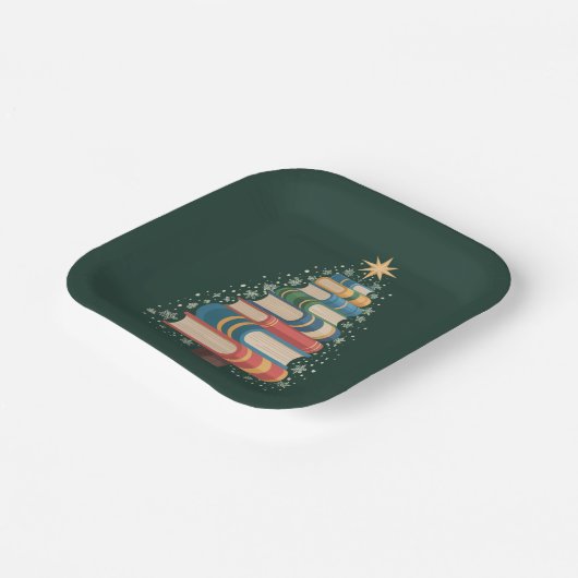 Assiettes En Carton Noël Enseignant Livres Arbre Noël Fête de lecture (Angulaire)