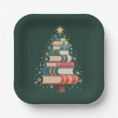 Assiettes En Carton Noël Enseignant Livres Arbre Noël Fête de lecture (Recto)