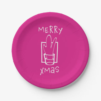 Assiettes En Carton Noël étincelant avec rose