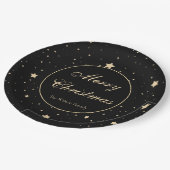Assiettes En Carton Noël étoilé noir et or personnalisé (Angle)