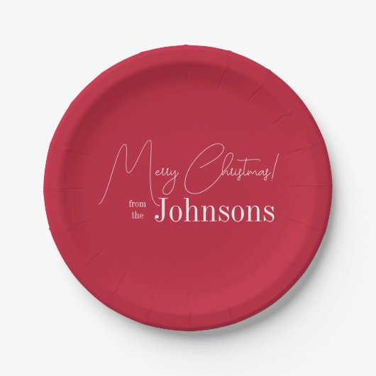 Assiettes En Carton Noël Famille moderne Rouge Joyeux Noël (Devant)