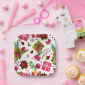 Assiettes En Carton Noël Festif Cadeaux Floraux hiver (Fête)