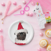 Assiettes En Carton Noël Festif mignon Carlin noir Santa Hat (Fête)