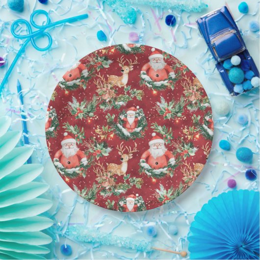 Assiettes En Carton Noël Festif Père Noël (Fête)