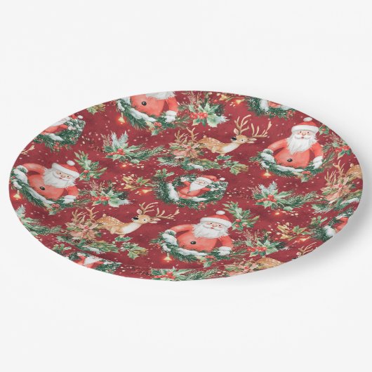 Assiettes En Carton Noël Festif Père Noël (Angle)