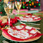 Assiettes En Carton Noël Fête du Père Noël Rouge