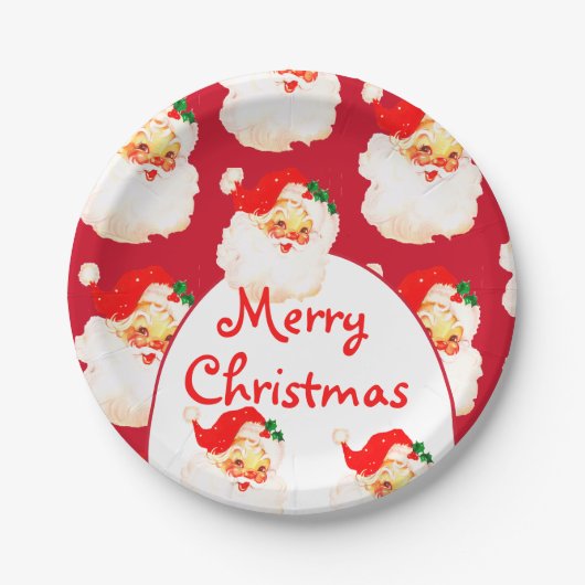 Assiettes En Carton Noël Fête du Père Noël Rouge (Devant)