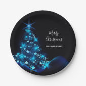Assiettes En Carton Noël fête noir bleu arbre moderne (Devant)