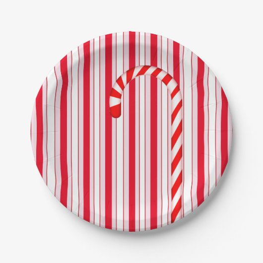 Assiettes En Carton Noël Fête Rouge Bonbons Motif (Devant)