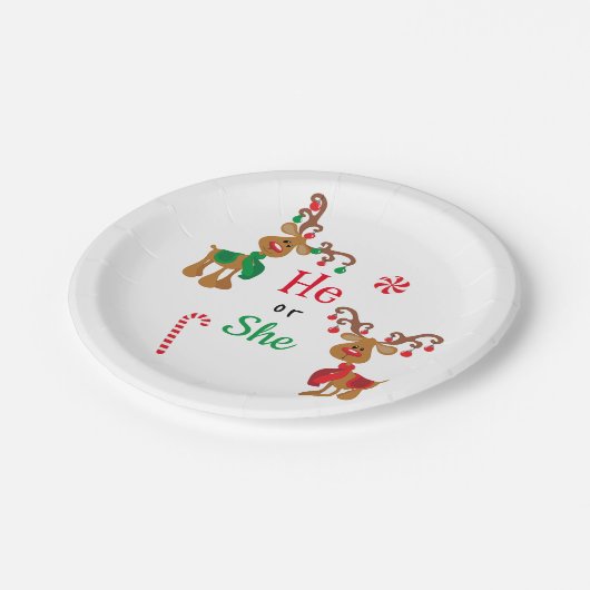 Assiettes En Carton Noël Fêtes Genre Reveine Reinder Rouge Vert (Angle)