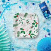 Assiettes En Carton Noël Floral verdure Festive Vacances d'hiver (Fête)