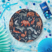 Assiettes En Carton Noël Folk Magique Animaux Botaniques (Fête)