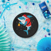 Assiettes En Carton Noël - Funny Christmas Shark (Fête)
