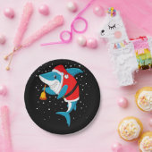 Assiettes En Carton Noël - Funny Christmas Shark (Fête)