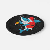 Assiettes En Carton Noël - Funny Christmas Shark (Angle)