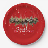 Assiettes En Carton Noël Garland et les étoiles de tir Chérir (Devant)