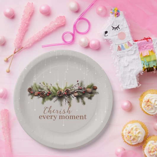 Assiettes En Carton Noël Garland et les étoiles de tir Chérir (Fête)