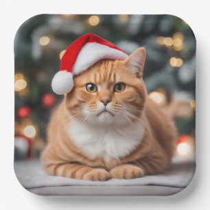 Assiettes En Carton Noël Ginger British Shorthair