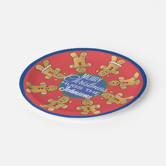 Assiettes En Carton Noël Gingerbread Cookies Bleu (Angle)