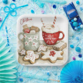 Assiettes En Carton Noël Gingerbread cookies et chocolat chaud (Fête)