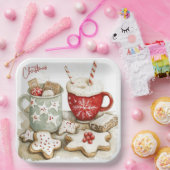 Assiettes En Carton Noël Gingerbread cookies et chocolat chaud (Fête)