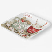 Assiettes En Carton Noël Gingerbread cookies et chocolat chaud (Angulaire)