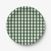 Assiettes En Carton Noël Gingham Vert (Devant)