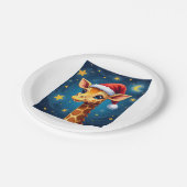 Assiettes En Carton Noël Giraffe Santa Hat Starry Nuit Fête L (Angle)