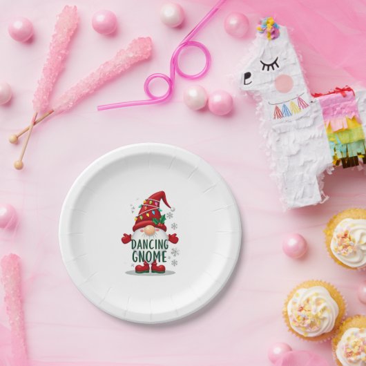 Assiettes En Carton Noël Gnome Danser Gnome Famille Noël (6) (Fête)