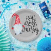 Assiettes En Carton Noël Gnome Manger Boire Soyez Joyeux (Fête)