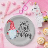 Assiettes En Carton Noël Gnome Manger Boire Soyez Joyeux (Fête)