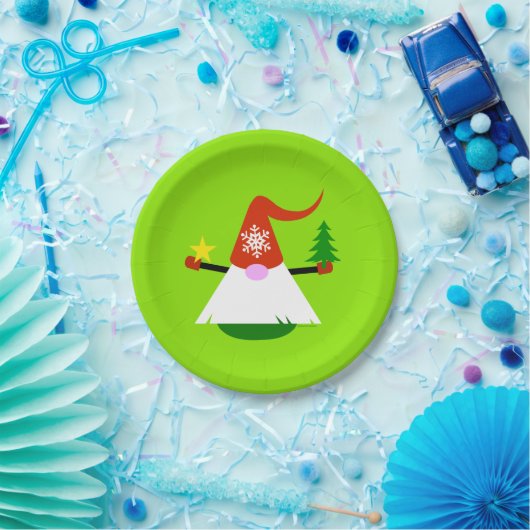 Assiettes En Carton Noël Gnome Papier Fête Plaques (Fête)