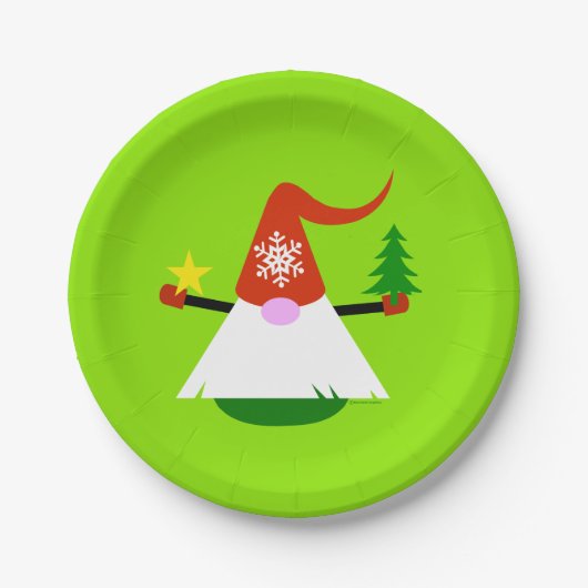 Assiettes En Carton Noël Gnome Papier Fête Plaques (Devant)