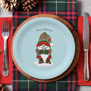 Assiettes En Carton Noël Gnome Rouge Vert mite