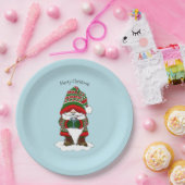 Assiettes En Carton Noël Gnome Rouge Vert mite (Fête)