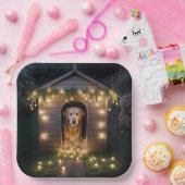 Assiettes En Carton Noel Golden Retriever dans Doghouse (Fête)