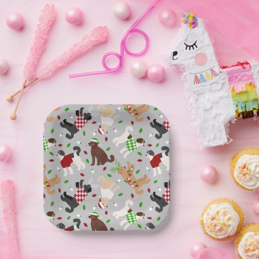 Assiettes En Carton Noël Goldendoodle Labradoodle Plaques de papier (Fête)