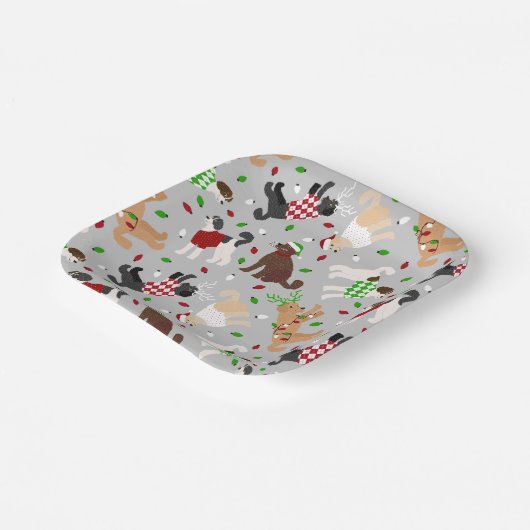 Assiettes En Carton Noël Goldendoodle Labradoodle Plaques de papier (Angulaire)