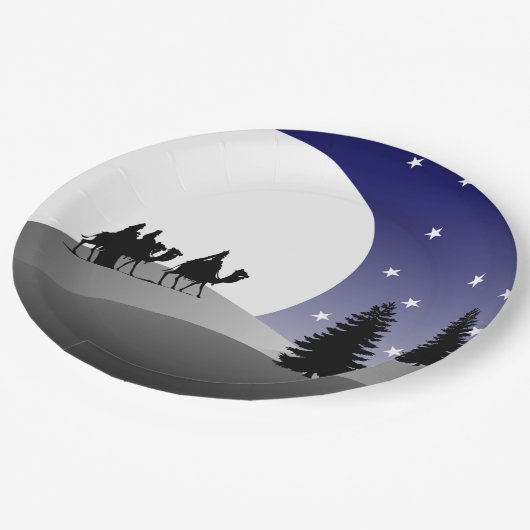 Assiettes En Carton Noël graphique des trois hommes sages (Angle)