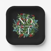 Assiettes En Carton NOEL Green Noël noir personnalisé (Recto)